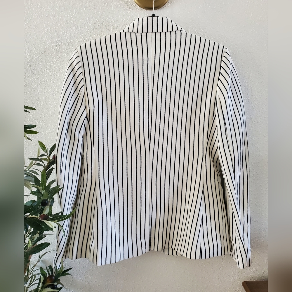 Ralph Lauren Women blazer suit jacket jacket cream Striped pockets gold 10 $175 - Picture 7 of 9
